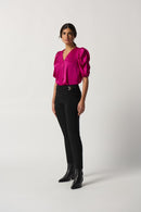 Silk Straight-Leg Pants - Black