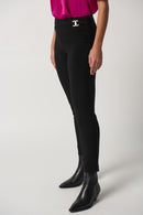 Silk Straight-Leg Pants - Black