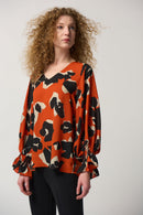 Animal Print Puff Slv Top - Tandoori/multi