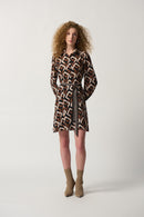 Geo Print Zip Front Dress - Black/multi