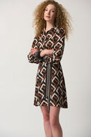Geo Print Zip Front Dress - Black/multi