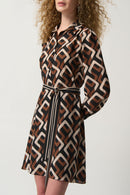 Geo Print Zip Front Dress - Black/multi