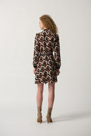 Geo Print Zip Front Dress - Black/multi