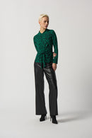 Leopard Print Tie Top - Black/green