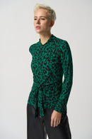 Leopard Print Tie Top - Black/green