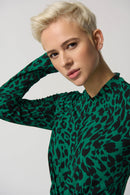 Leopard Print Tie Top - Black/green