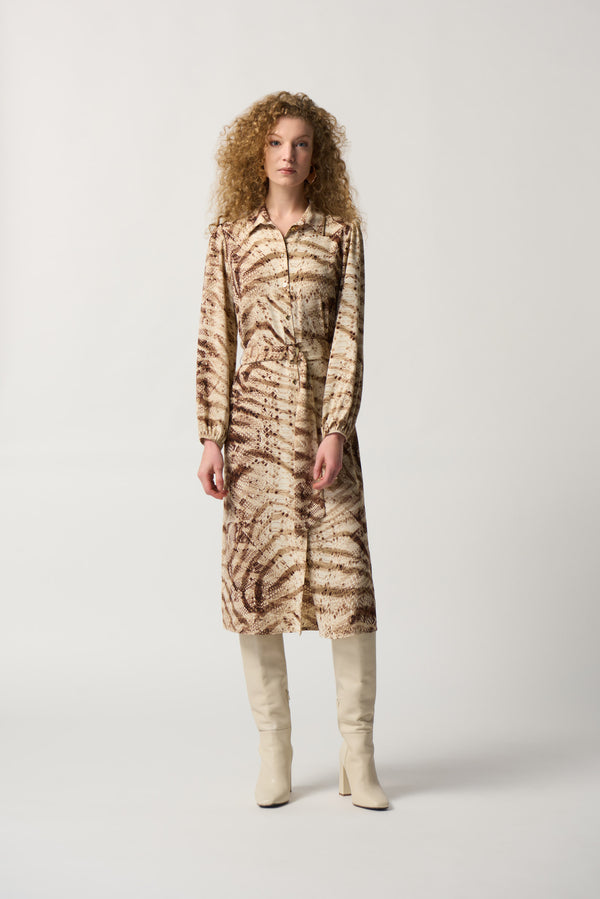 Snakeskin Print Dress - Beige/multi