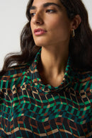 Printed High Neck Top - Black/multi