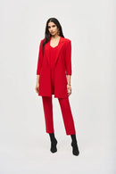 Knit Long Blazer - Lipstick Red