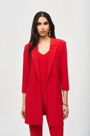 Knit Long Blazer - Lipstick Red