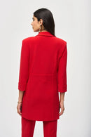 Knit Long Blazer - Lipstick Red