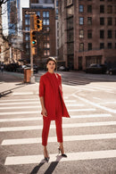 Knit Long Blazer - Lipstick Red