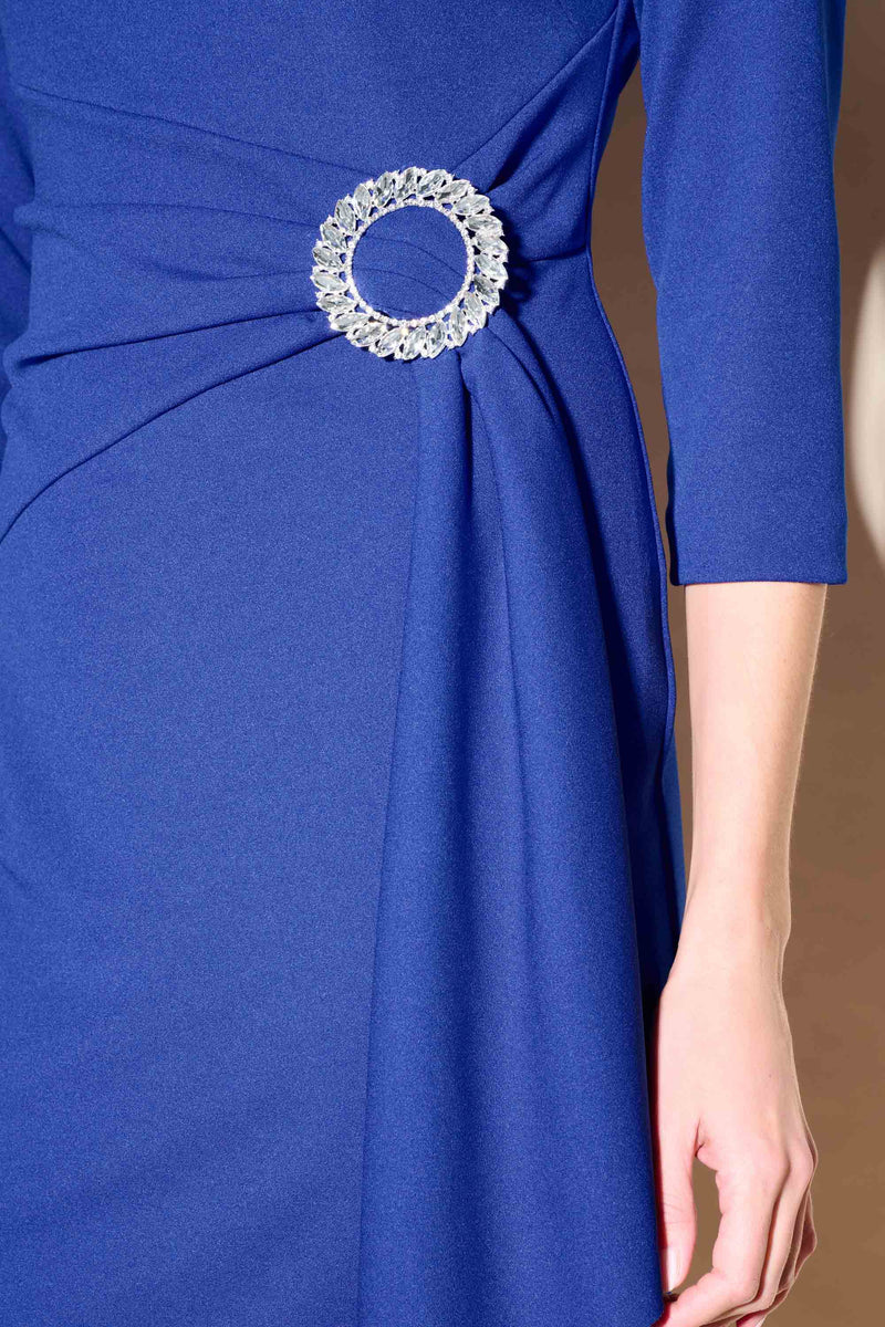 Rhinestone Buckle Dress - Royal Sapphire