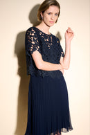 Lace Overlay Dress - Midnight Blue