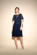 Lace Overlay Dress - Midnight Blue