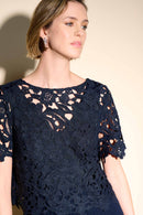 Lace Overlay Dress - Midnight Blue