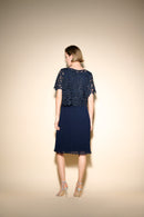 Lace Overlay Dress - Midnight Blue