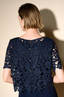Lace Overlay Dress - Midnight Blue