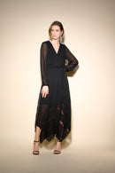 Pleated Chiffon Gown - Black