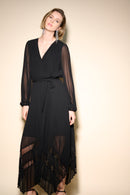 Pleated Chiffon Gown - Black