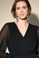 Pleated Chiffon Gown - Black