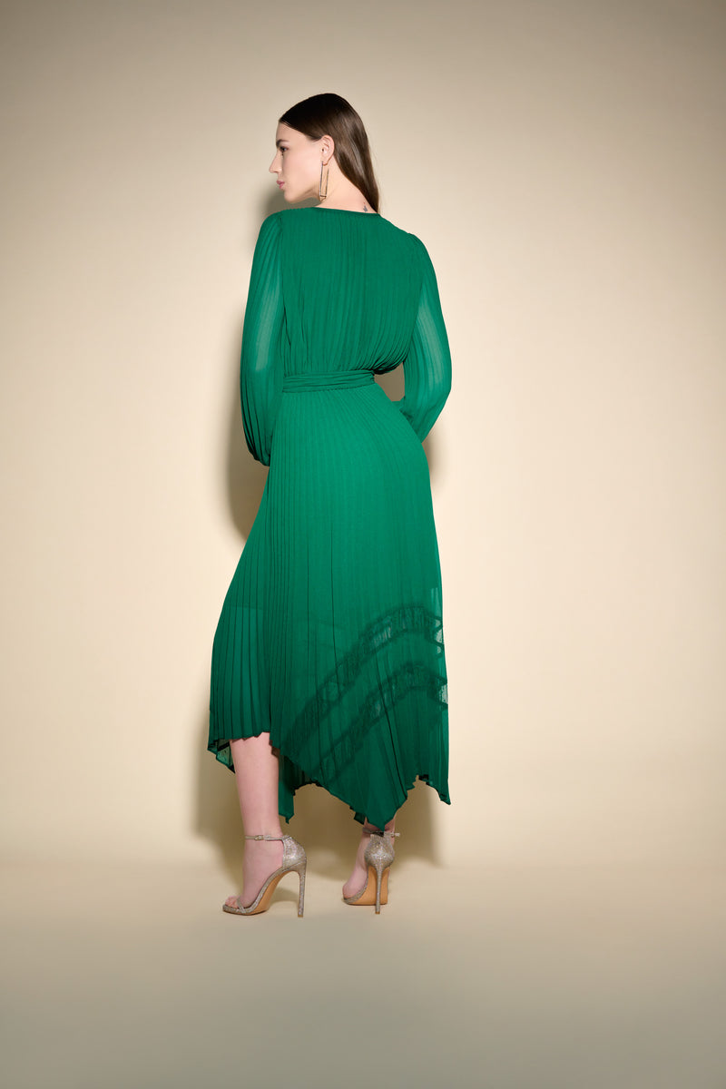 Pleated Chiffon Gown - True Emerald