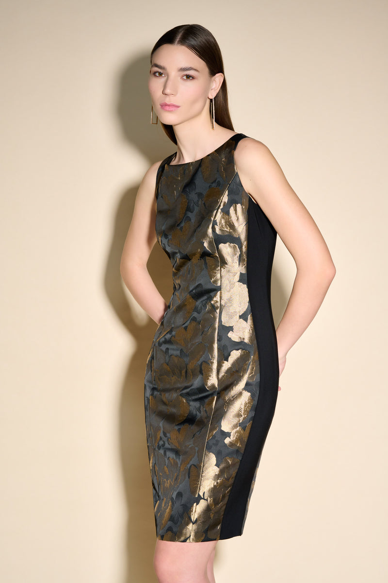 Foil Leaf Dress - Black/bronze