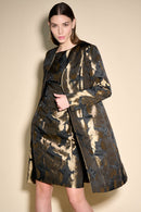 Foil Leaf Open Front Coat - Black/bronze