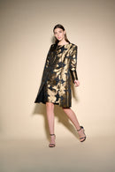 Foil Leaf Open Front Coat - Black/bronze