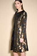 Foil Leaf Open Front Coat - Black/bronze