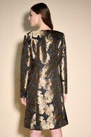Foil Leaf Open Front Coat - Black/bronze