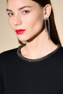 Embellish Neckline Dress - Black