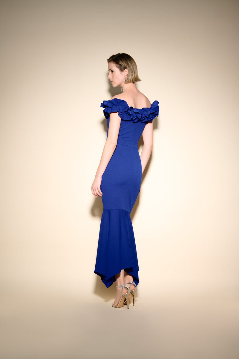 Ruffle Shoulder Dress - Royal Sapphire
