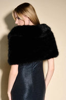 Faux Fur Cape - Black