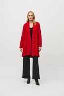 Sweater Knit Flared Coat - Lipstick Red