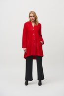 Sweater Knit Flared Coat - Lipstick Red