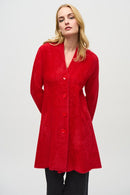 Sweater Knit Flared Coat - Lipstick Red