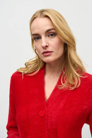 Sweater Knit Flared Coat - Lipstick Red