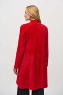 Sweater Knit Flared Coat - Lipstick Red
