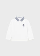Long Sleeve Polo - White