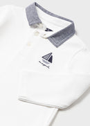 Long Sleeve Polo - White