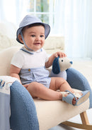 Romper w Hat Set - Seersucker
