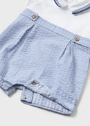 Romper w Hat Set - Seersucker