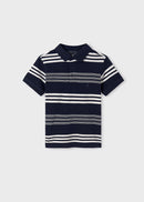 Short Sleeve Stripe Polo - Navy