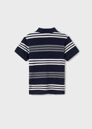 Short Sleeve Stripe Polo - Navy