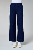 Elastic Waist Wide Leg Jean - Denim