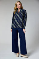 Elastic Waist Wide Leg Jean - Denim