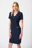 Eyelets Shift Dress - Midnight Blue