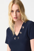 Eyelets Shift Dress - Midnight Blue