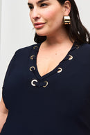 Eyelets Shift Dress - Midnight Blue